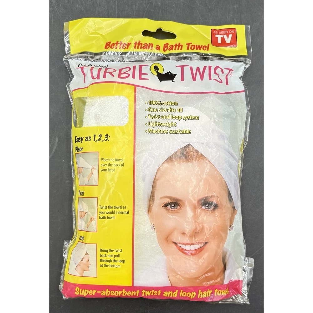 Original Turbie Twist Absorbent Cotton Hair Towel Smart Inventions New Old Stock